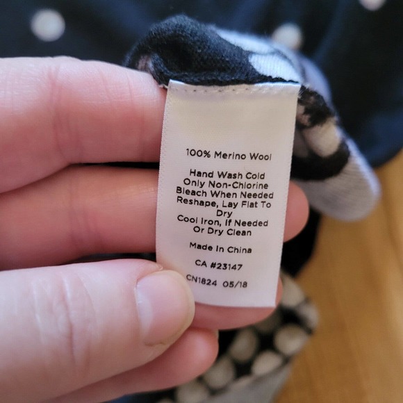 Talbots Sweater Top Shirt Womens Large Black White Polka Dot Merino Wool Career - Picture 6 of 10